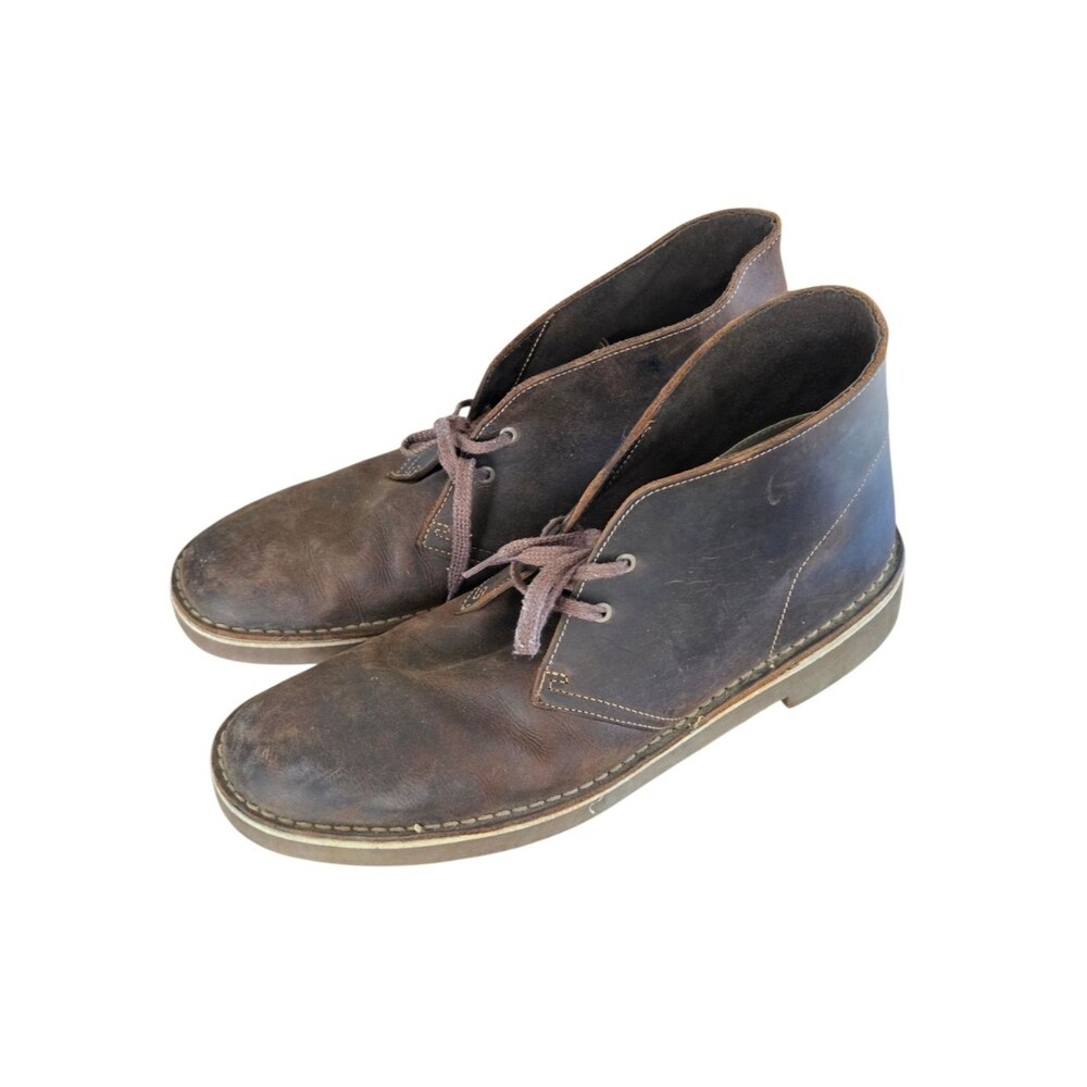 Clarks Bushacre 2 Beeswax Brown Leather Boots 10.5 Chukka Boot